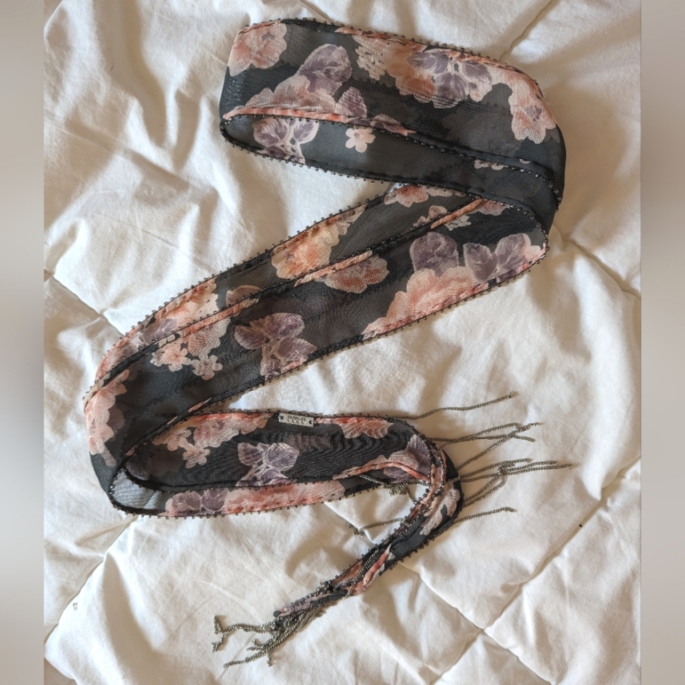 Vintage Indie Sleaze Chan Luu Anthropologie Floral Skinny Scarf